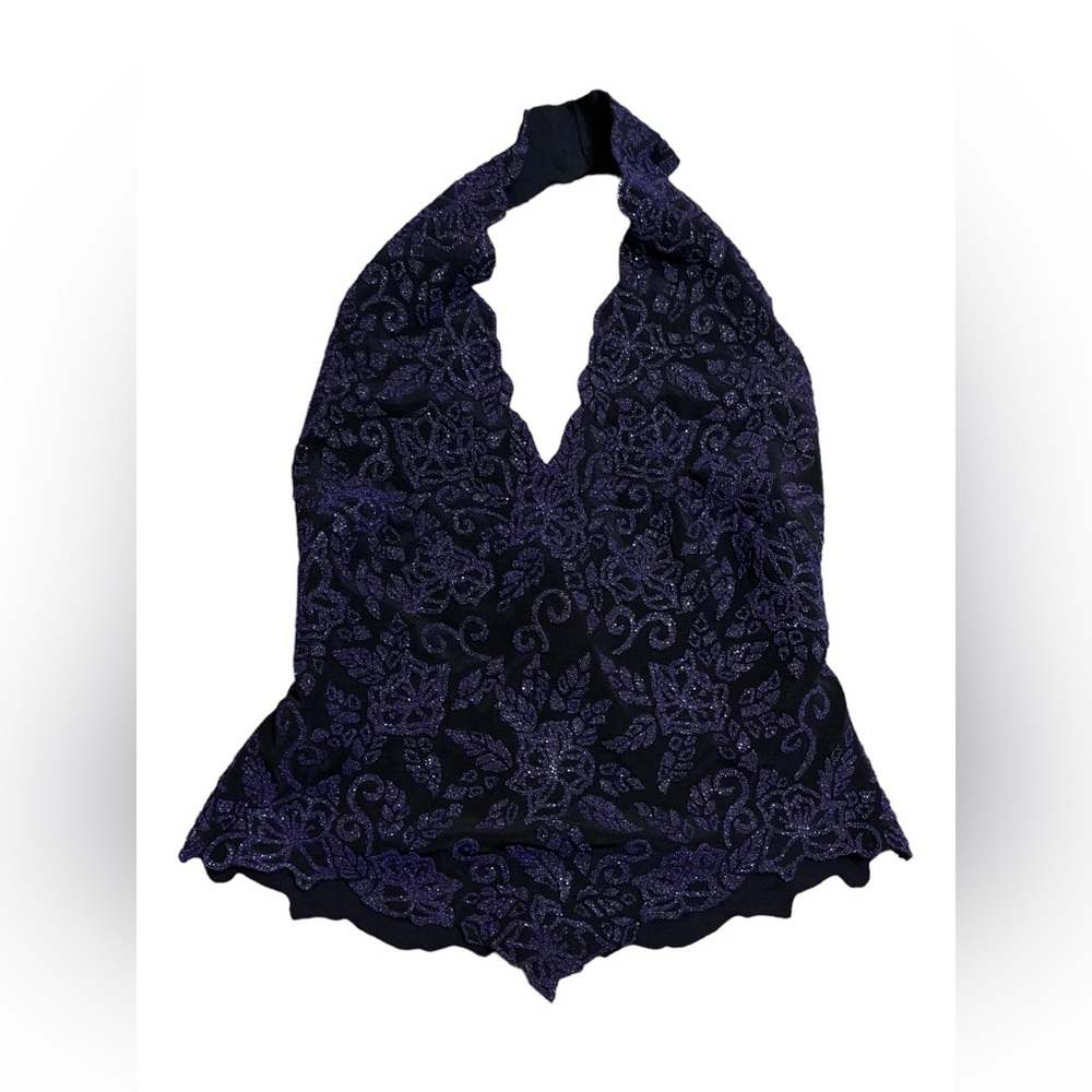 Vintage Floral Embroidered Halter Top